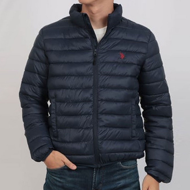 US POLO ASSN 폴로 남성 경량 패딩 점퍼 집업 안솜 자켓 네이비