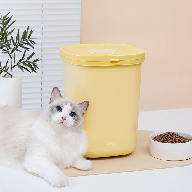 망고 강아지 고양이 진공 사료통 보관 반려동물 10리터, 1개, 10L, MF-930 사료보관통 옐로우