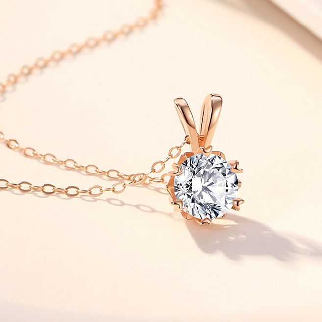 YANGTA 여성 14k 모이사나이트 목걸이 데일리 명품목걸이 1캐럿 6프롱 목걸이