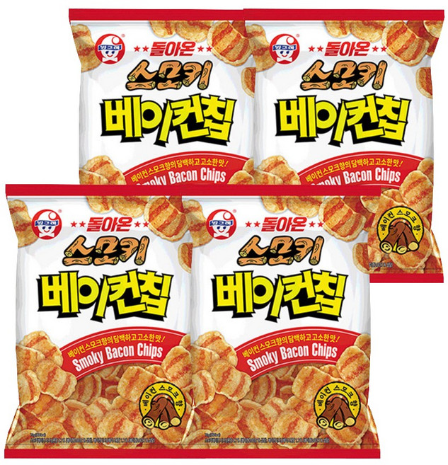 빙그레 스모키베이컨칩, 70g, 4개
