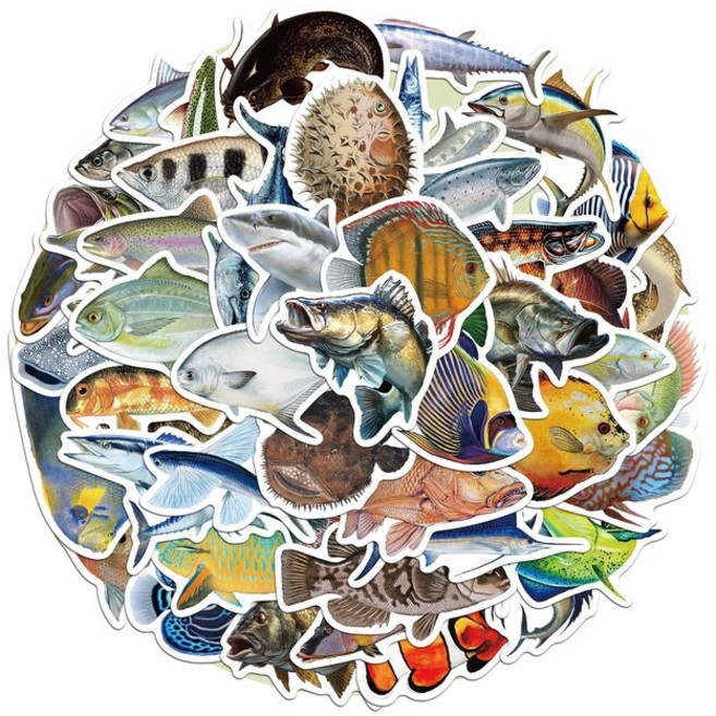 바다 동물 스티커 I형 세트 바다 속 물고기 해양 생물 열대어 꾸미기, 바다 동물 I형/50장(1세트)