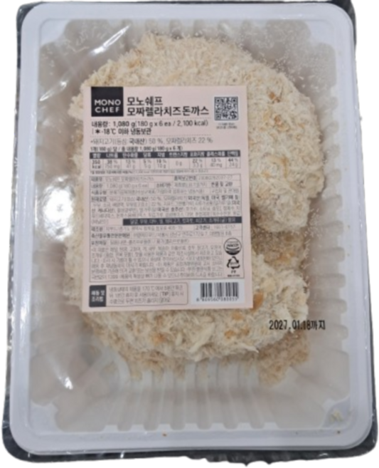 바이오마켓_모노키친 모짜렐라치즈돈까스 1 080g, 1개, 1.08kg
