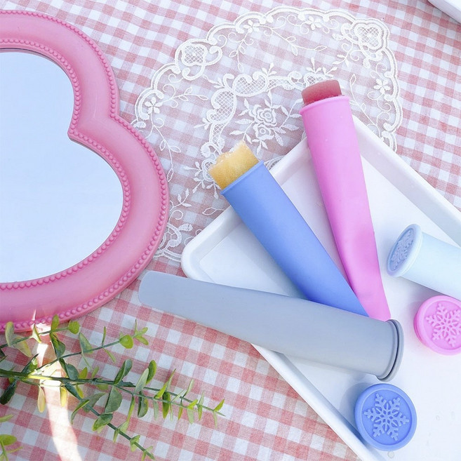 실리콘 아이스크림메이커 만들기 4색, 블루+그레이, 핑크+핑크, 1개