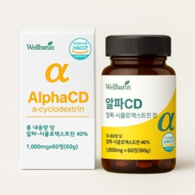 알파CD 알파시클로덱스트린 알파시디 알파씨디 난소화성말토덱스트린 식약청 HACCP 인증, 1개, 60정