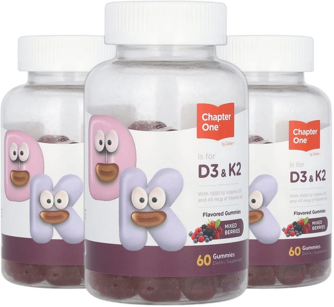 잘러 비타민K 챕터원 D3 & K2 믹스 베리 구미젤리 60개 2+1, 3개, 60회분 - 쿠팡