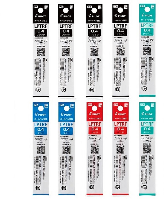 파이롯트 쥬스업 4색 다색펜 0.4mm, 0.4 리필 10개 혼합 (흑4청2적2녹2), 1세트
