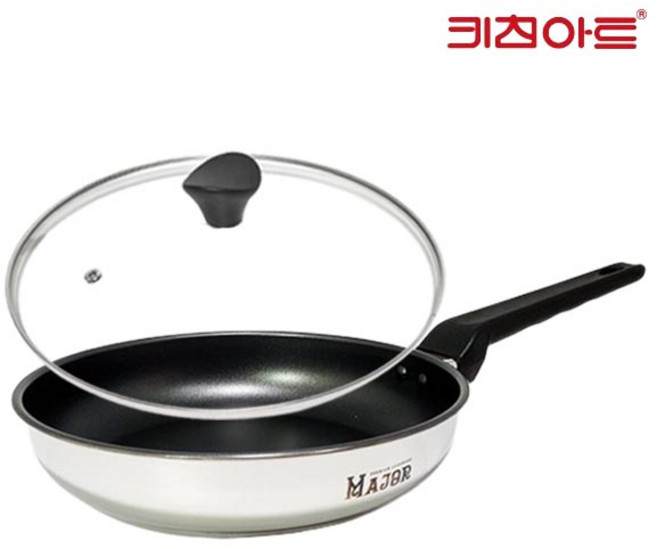 키친아트 메이저 IH 스텐 후라이팬 2종(26+유리카바), 1개, 26cm