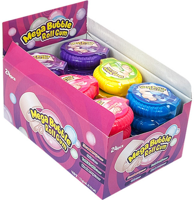 맛도재미도 GOOD! 쭉쭉 당겨 잘라먹는 메가버블 롤 껌, 24개, 12g