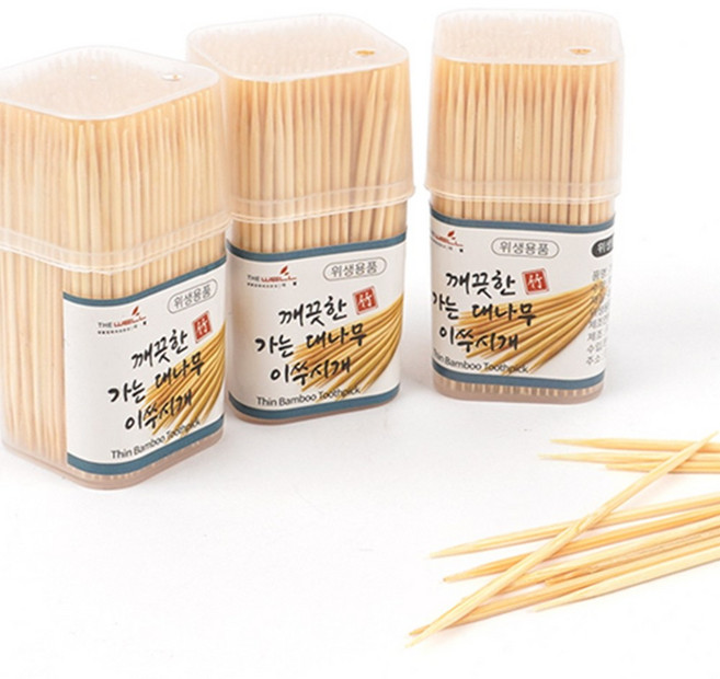 가는 대나무 이쑤시개 3통 음식점요지통 양면 명절 꼬지전