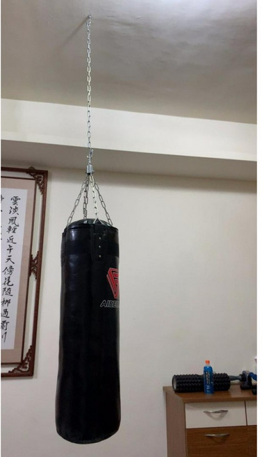 搏恩運動家 拳擊沙包袋 紮實填充 100公分 多層防爆皮革 減震耐用, 100公分 黑(頂級款，填充)限宅配
