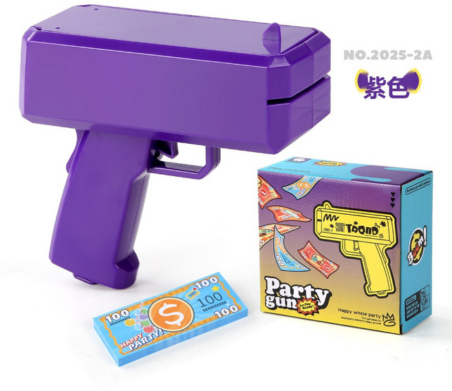 Penfy 兒童互動減壓玩具 兒童適用, 1個, 無紫色噴錢槍100紙幣210g3顆5號電池自備:標準尺寸8038