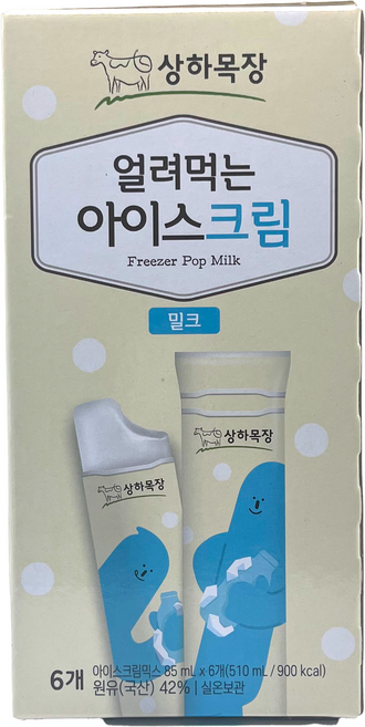 상하목장 얼려먹는 아이스크림 밀크, 85ml, 6개