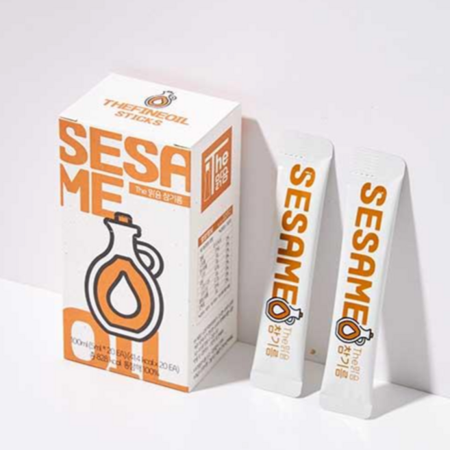 [더맑음] 스틱오일 저온압착 1회착유 참기름 20p (5ml), 1박스, 100ml