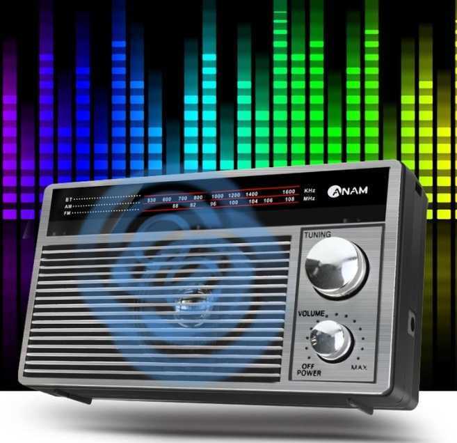 아남 아날로그 AM/FM 라디오 고성능 레트로 클래식 라디오 탁상용 캠핑 낚시 빈티지 충전식 블루투스스피커