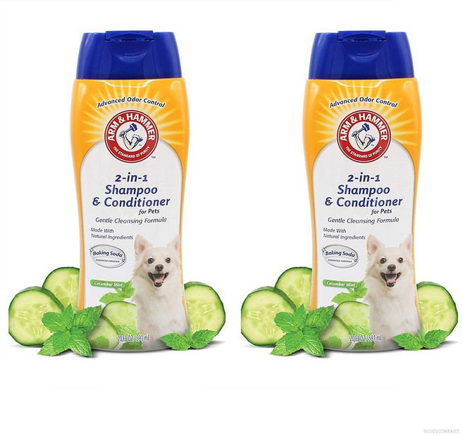 Arm & Hammer 2-in-1 Shampoo & Conditioner 암앤해머 2인1 펫 샴푸 & 컨디셔너 큐컴버 민트 591ml 2팩