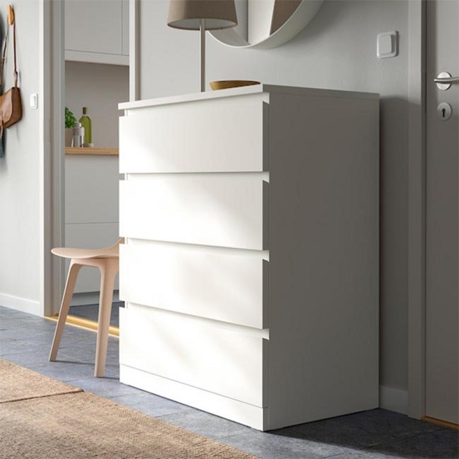 [가구 착불배송비: 4만원]이케아 4칸 서랍장 MALM 말름 화이트 80x100 cm, 4단