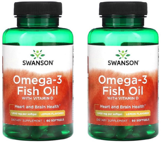 1+1 스완슨 오메가3 피쉬오일 비타민D함유 1000mg 소프트젤60정 fishoil 생선오일 오메가쓰리, 2개, 60정