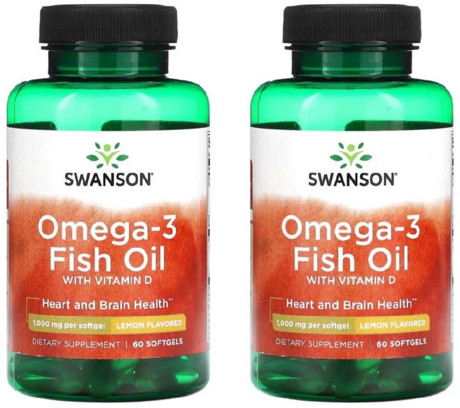 1+1 스완슨 오메가3 피쉬오일 비타민D함유 1000mg 소프트젤60정 fishoil 생선오일 오메가쓰리, 2개, 60정 - 쿠팡