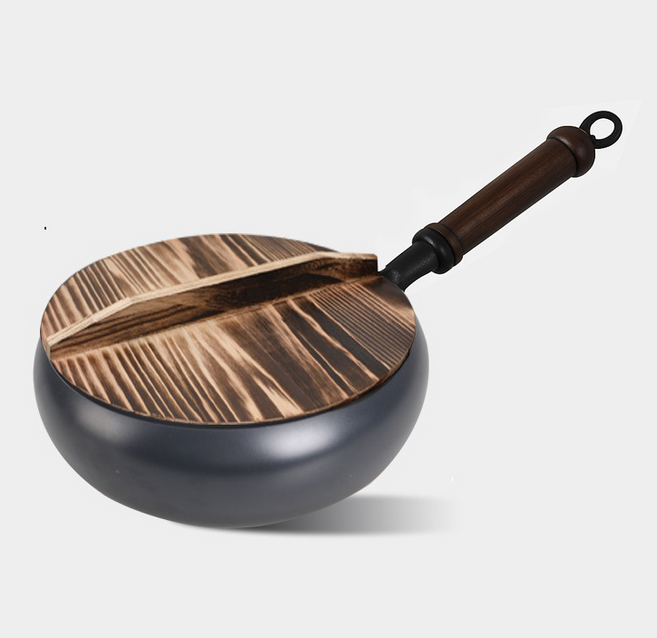 [100년 동안 녹슬지 않음] 순철 논스틱 프라이팬 99.9% 고순도 철 무쇠 주철 후라이팬 주물팬 인덕션 후라이팬 무코팅 건강 냄비 전골 냄비 세트 수제로 단조한 궁중팬 가마솥, 1세트, 매끈한 철솥, 24cm