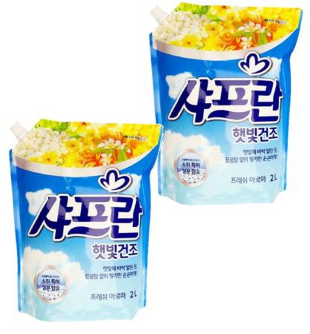 LG생활건강 샤프란 햇빛건조 섬유유연제 식물유래 팜오일 2L (A40118), 프레쉬아로마 2개