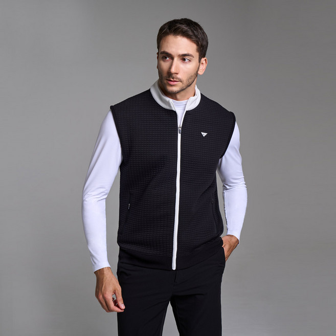 다운블로우 남성 스포츠 골프웨어 자가드 풀집업 조끼 베스트 DB 6515
