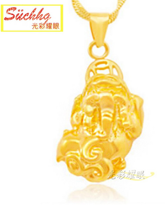 黃金吊牌墜飾項鍊：開運招財吉祥金飾 結婚新郎新娘項鍊禮品