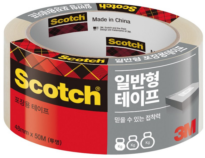 3M 포장용 리필 3650 투명 테이프, 3개