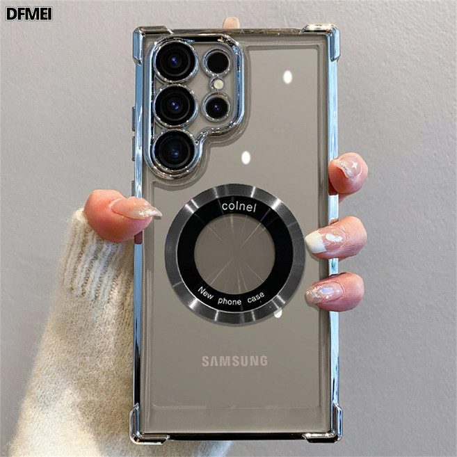 DFMEI 適用 Note 20 Ultra 手機殼 磁吸 氣囊 電鍍 透明 放大鏡 保護套