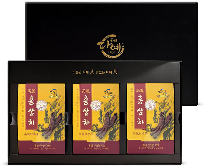 [본사직영] 다예 100% 국산 고려 홍삼차 3종 한방티백 선물세트+쇼핑백, 1개, 30개입