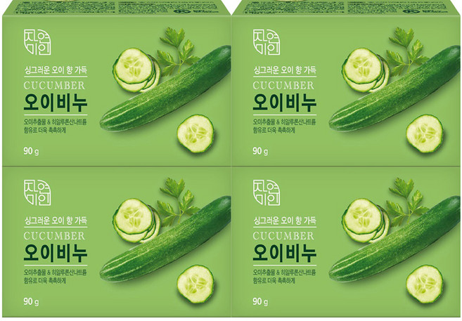 자연미인 오이비누 오이향, 90g, 4개입