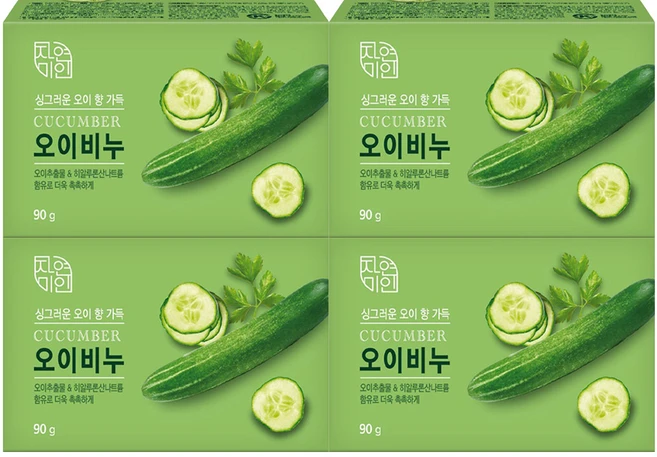 자연미인 오이비누 오이향, 90g, 4개입 - 쿠팡