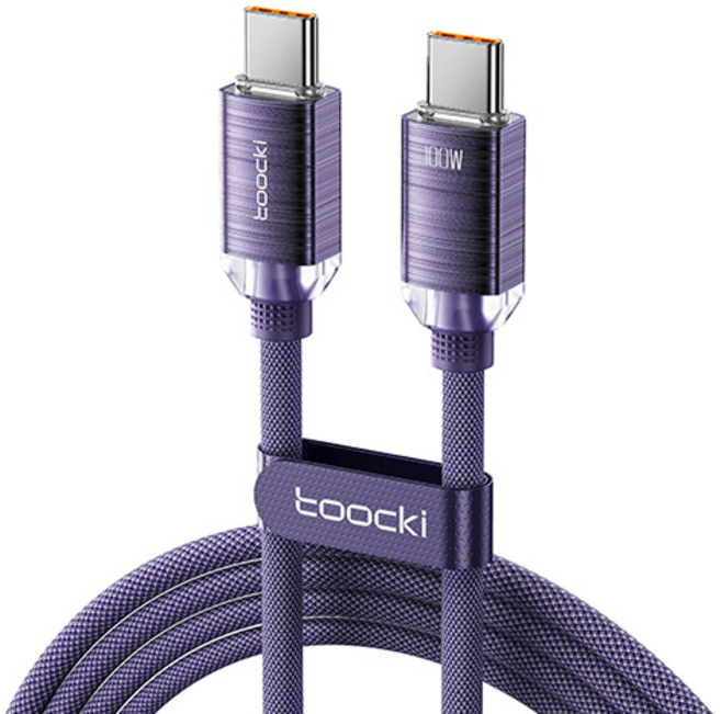 Toocki 100W C to C PD 초고속 충전 케이블, 2개, 2m, 퍼플