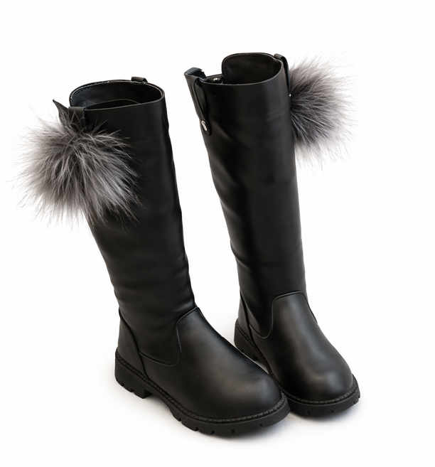 아동 롱부츠 겨울 미디 가죽신발 여아부츠 지퍼 통굽