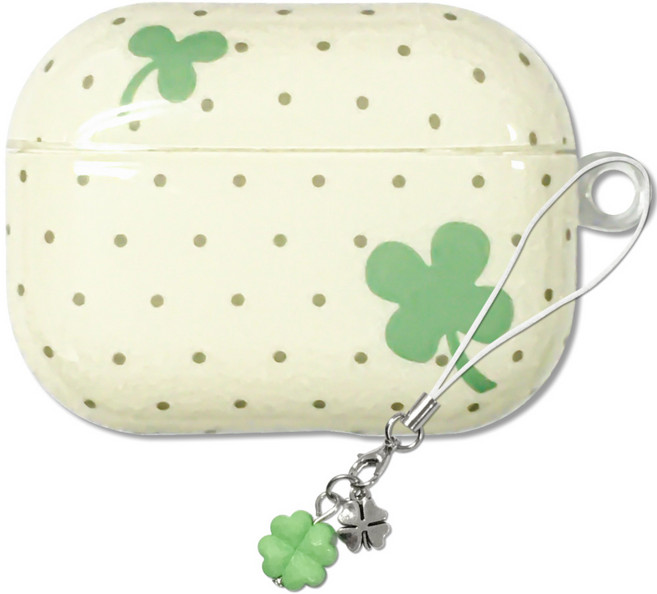 영스피플 파스텔 도트 키링 에어팟 케이스 프로3 4세대 2 1 귀여운 과일 TPU, 1개, 클로버, 에어팟1/2