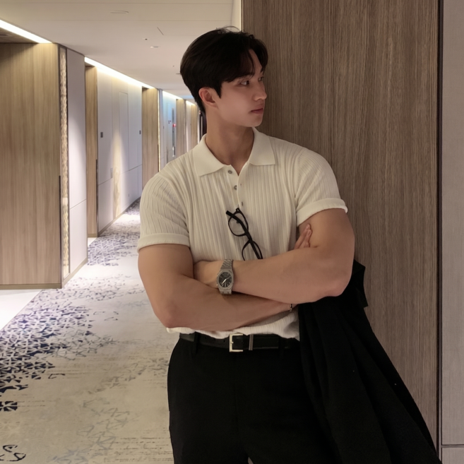 스타일닥터 남성 여름 시원한 반팔 니트 티셔츠 머슬핏 데일리 폴로 니트