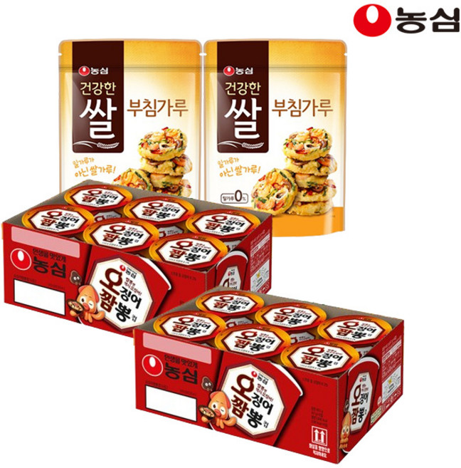 농심 오징어짬뽕컵 67g 12개+건강한쌀 부침가루 450g 2개, 농심 오징어짬뽕컵 67g 12개+건강한쌀 부침가루 45