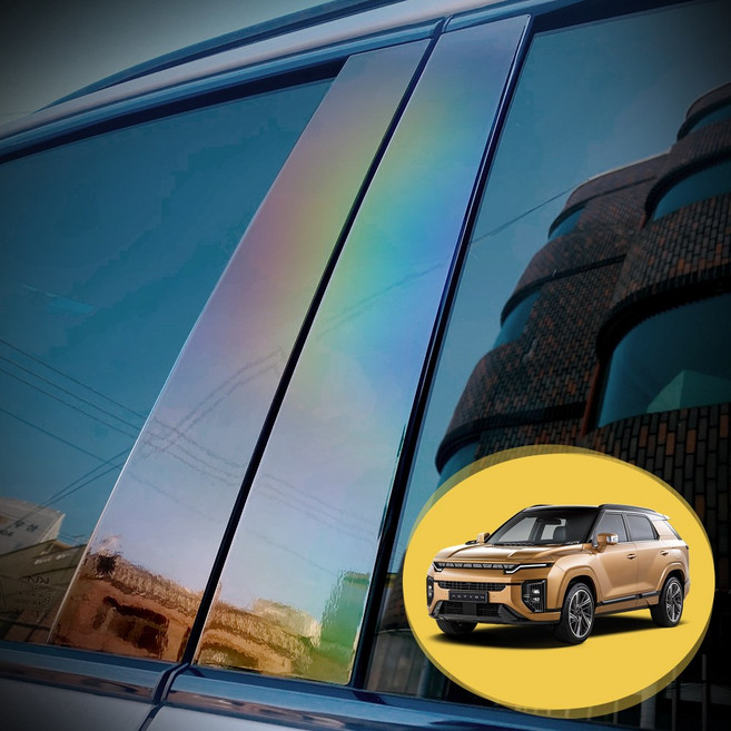 ERK 신형 액티언 필러 포스트 포인트 컬러 데칼 스티커 윈도우 기둥 몰딩 차량용 튜닝 필름, 1개, 신형 액티언/홀로그램 다크(BC필러)