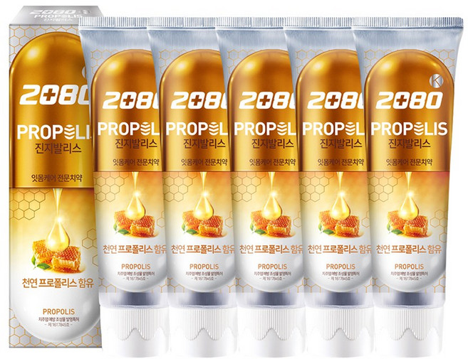 2080 PROPOLIS 진지발리스 잇몸케어 전문치약, 120g, 5개