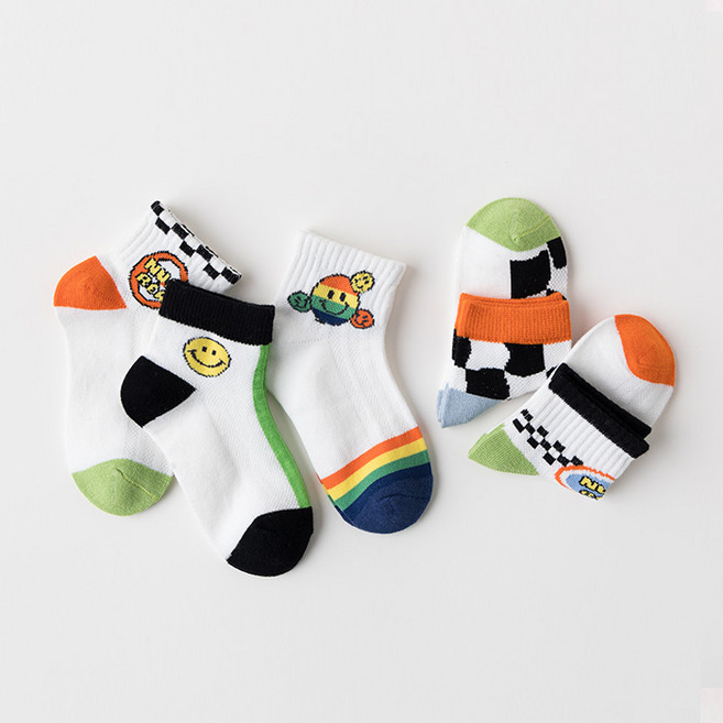 슈가앤 NE 남아 캐릭터 망사 양말 5켤레 세트 아동 유아 양말
