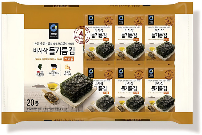 청정원 바사삭 들기름김 바사삭 들기름김, 80g, 1개