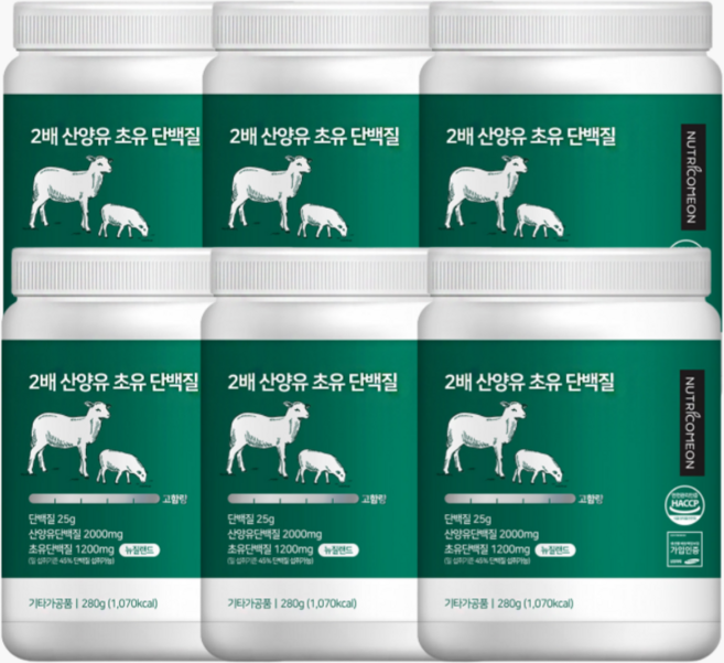 뉴트리커먼 고단백서 2배산양유 초유단백질 프리미엄 뉴질랜드 초유 bacc, 280g, 고단백서산양유 6통