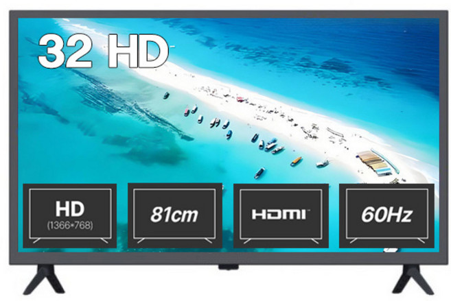 메가자이언트 32인치 81cm HD TV 에너지1등급 저인치 소형TV 중소기업TV SMG32H, 고객직접설치, 스탠드형, 81.3cm(32인치)