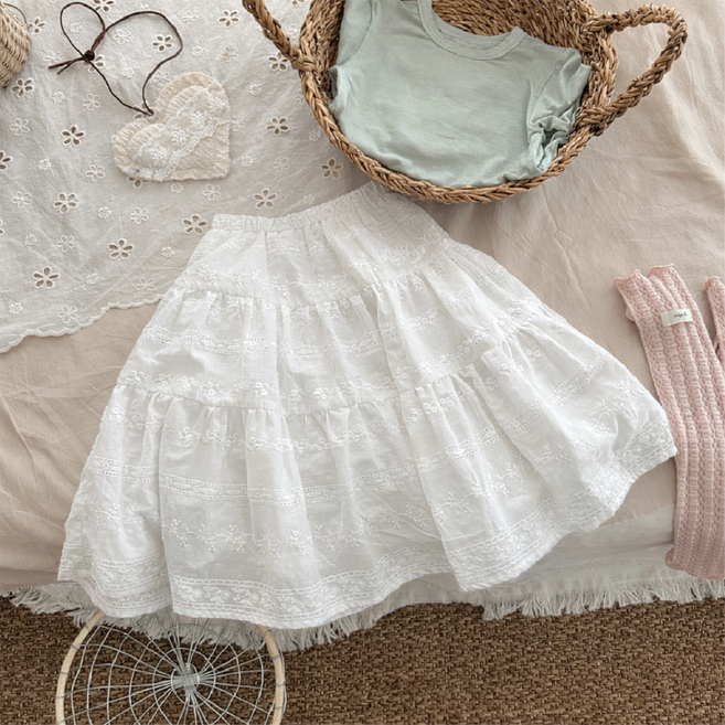 퓨어자수스커트 키즈 여아동 봄여름 치마