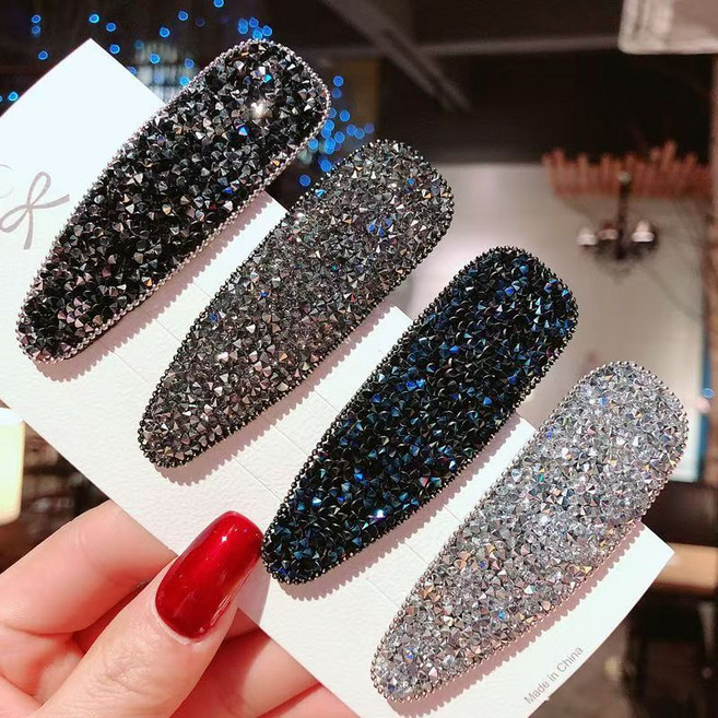 [4종세트] 헤어퀸 성인 여성 큐빅 똑딱핀 옆머리 포인트 헤어핀