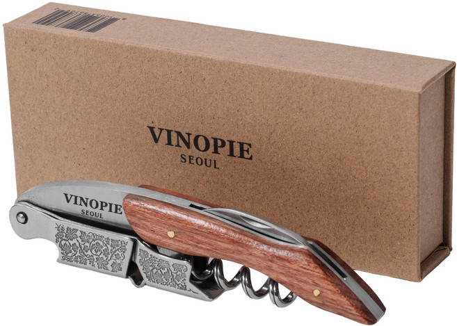 비노파이 소믈리에 나이프 와인 오프너 / 포도문양 우드핸들 와인 오프너 코르크 스크류, 1개, 우드
