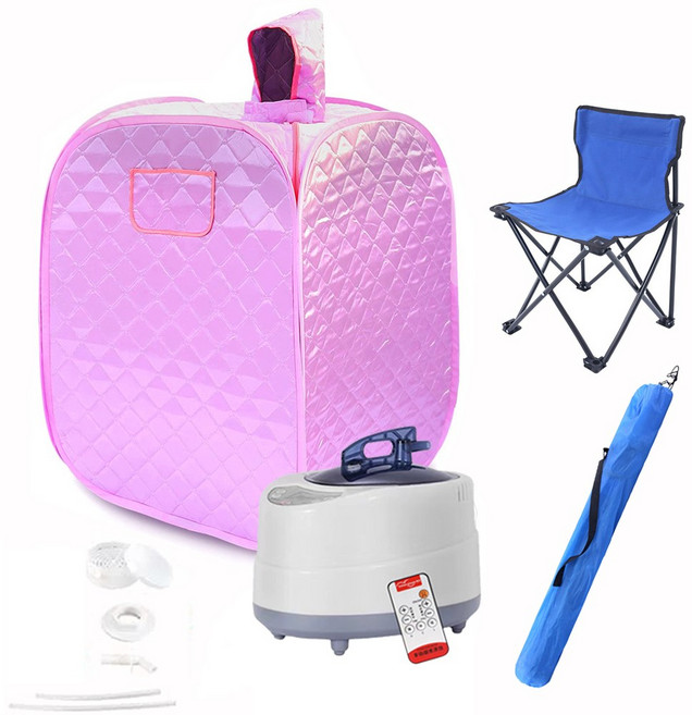 JENMV 사우나 찜질방 가정용 찜질기 사우나 한증막 2인 홈 사우나 실내 사우나 사우나텐트 실가정용 내 전신 반신욕기 + 의자 세트, 자주색