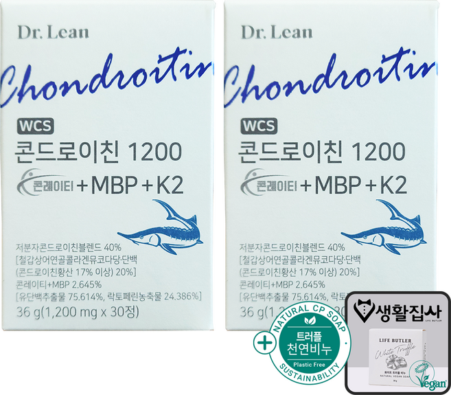 Dr. Lean 닥터린 콘드로이친 1200 콘레이티 + MBP + K2 사은품 천연비누, 2개, 30정