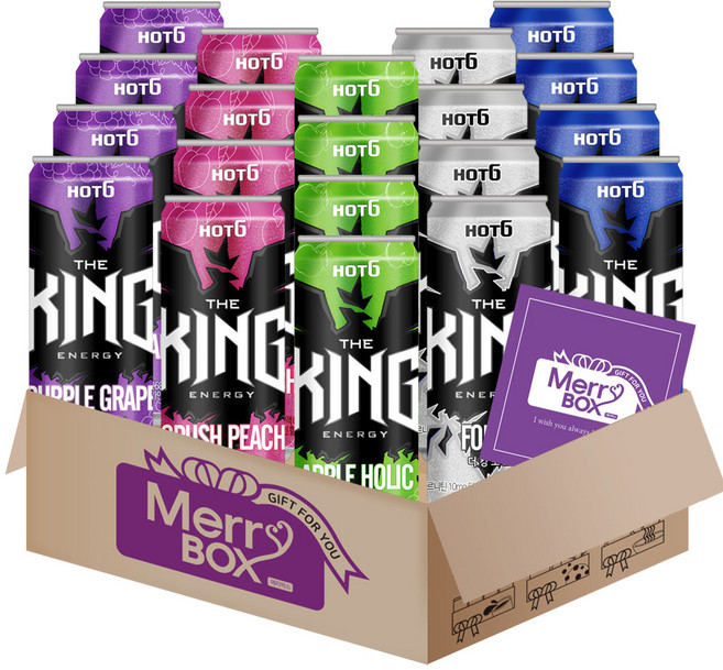 핫식스더킹 에너지드링크 세트 2호20개 (포스4+퍼플4+피치4+파워4+애플4)+메세지카드, 1세트, 355ml