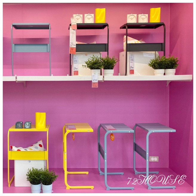 IKEA BRUKSVARA 床邊桌 方便移動 多功能客廳邊桌 筆記型電腦桌, 淺藍色