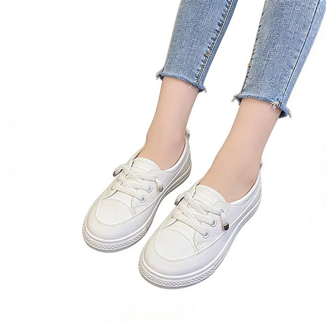 차쿠 여성 베이직 슬립온 스니커즈 앞코 짧은 슬립온 스니커즈